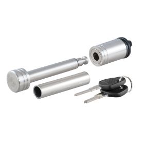 CURT 1/2" Hitch Lock w/5/8" Adapter - 1-1/4" or 2" Receiver - Barbell- Stainless Steel